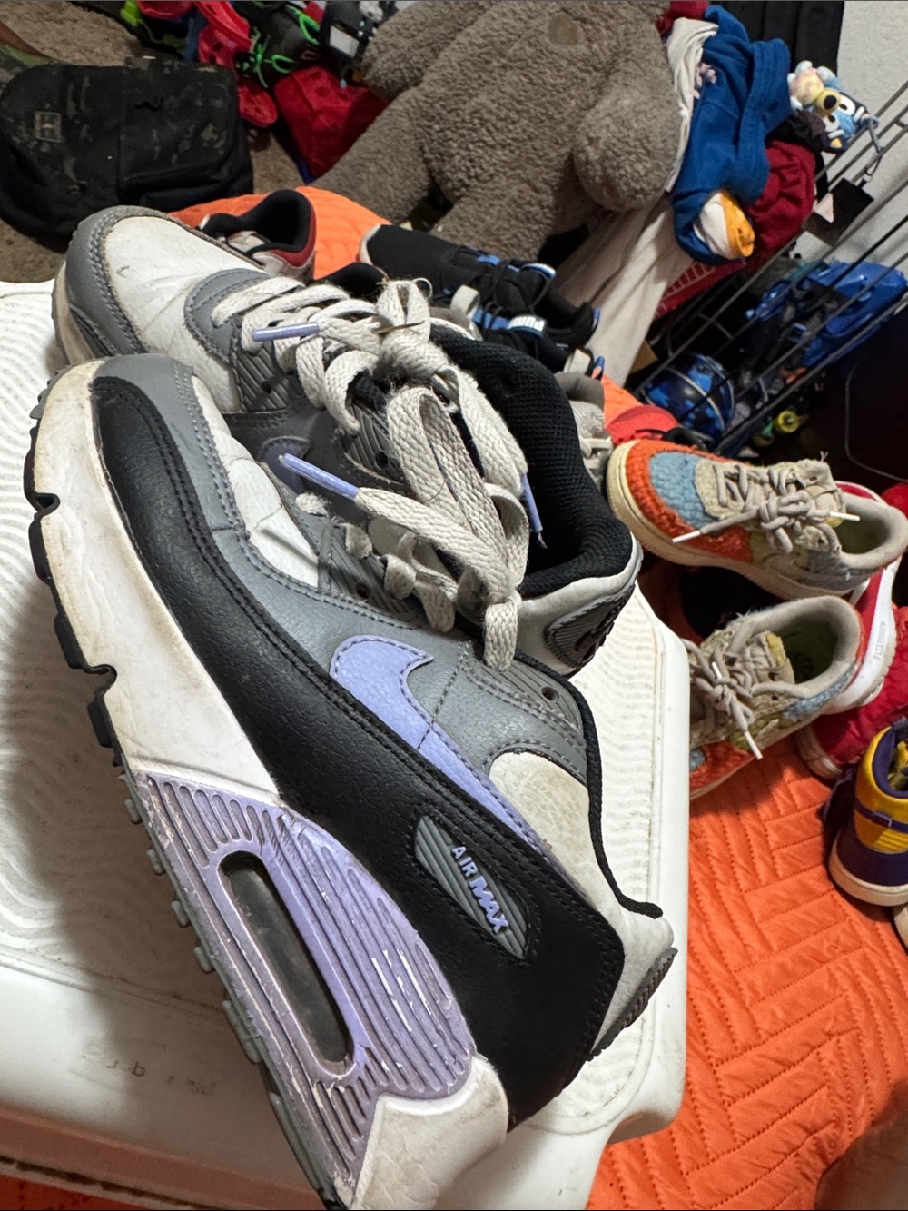 Nike Kids Gray, White & Purple Air Max Style Sneakers